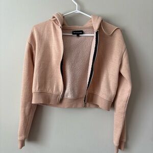 PrettyLittleThing Tan Cropped Jacket with Hood